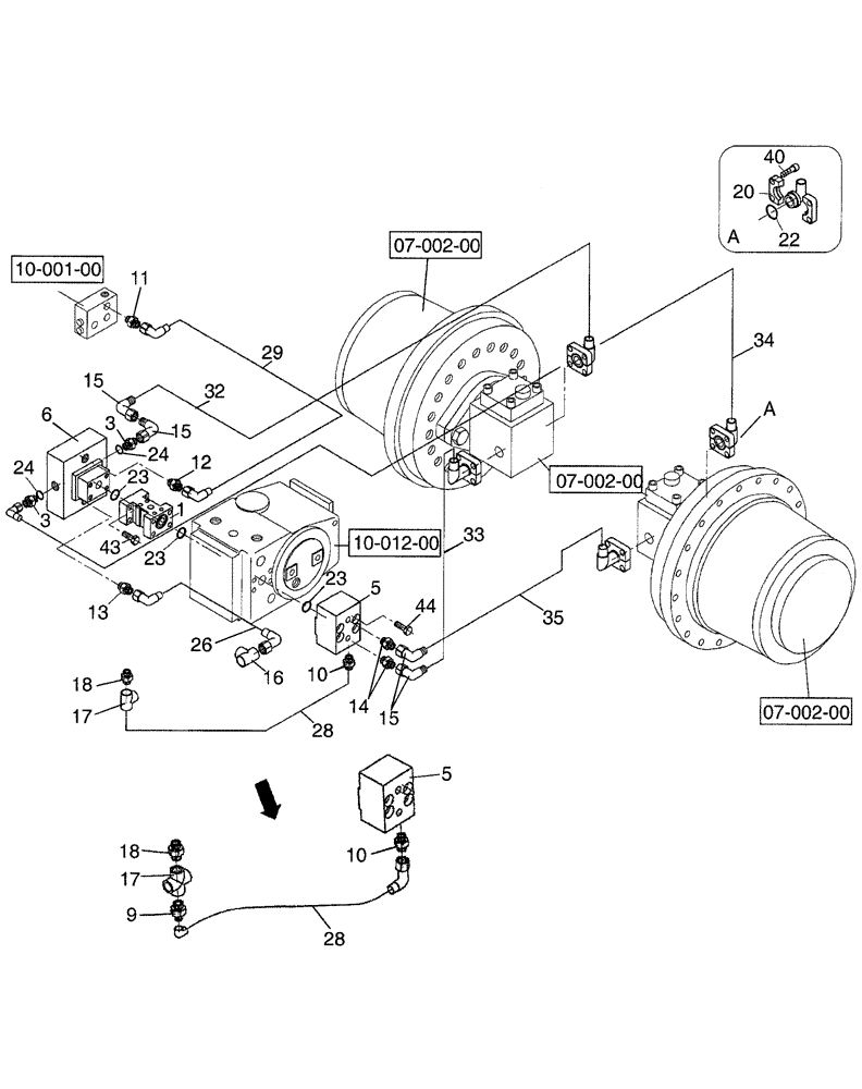 Схема запчастей Case SV216 - (09-001-00[01]) - HYDRAULIC CIRCUIT, BRAKING - IF USED (07) - BRAKES