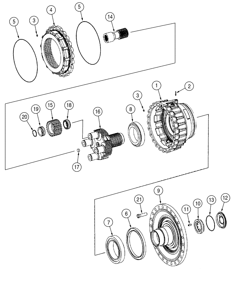 Схема запчастей Case 921C - (07-03) - AXLE, FRONT AND REAR - HUB, PLANETARY JEE0123252- (07) - BRAKES