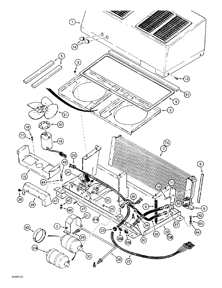 Схема запчастей Case 821B - (9-089A) - AIR CONDITIONING CONDENSER AND MOUNTING, CONDENSER HARNESS (09) - CHASSIS/ATTACHMENTS