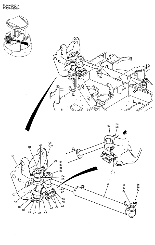 Схема запчастей Case CX50B - (02-002) - BRACKET ASSY, SWING (05) - SUPERSTRUCTURE