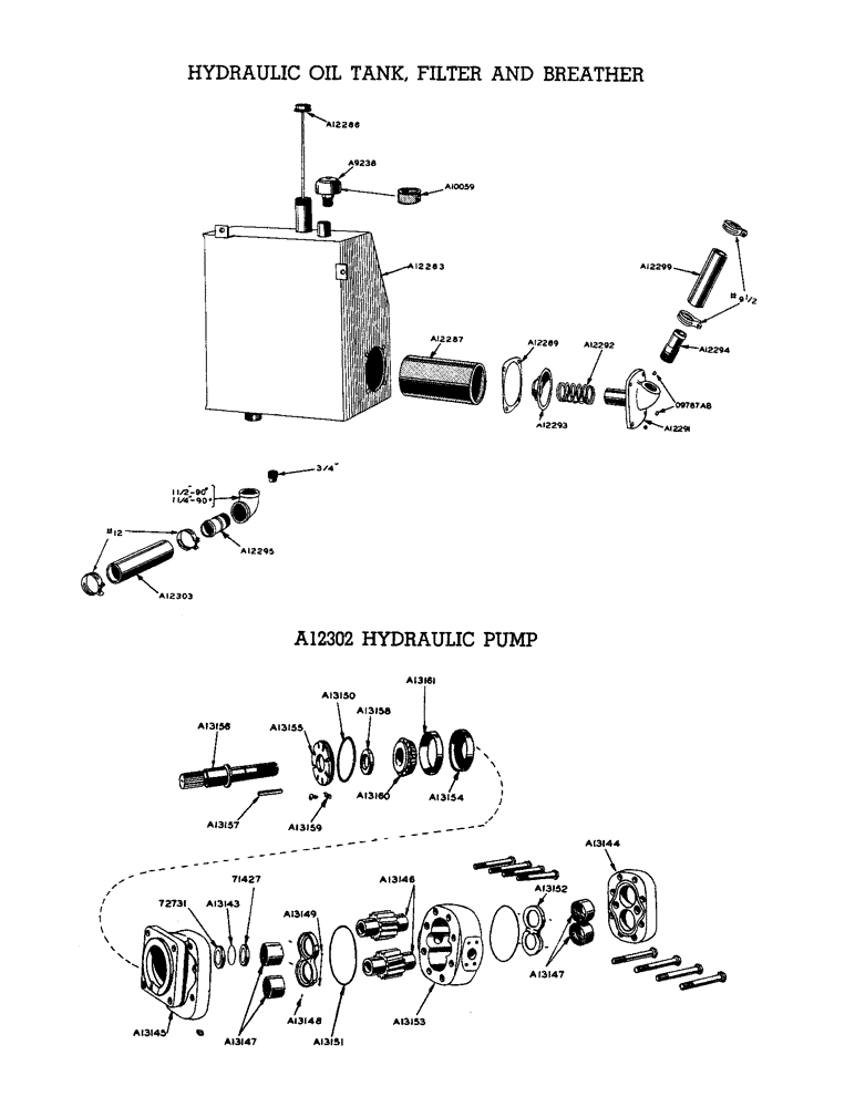 Схема запчастей Case W9 - (144) - HYDRAULIC OIL TANK, FILTER AND BREATHER, A12302 HYDRAULIC (08) - HYDRAULICS