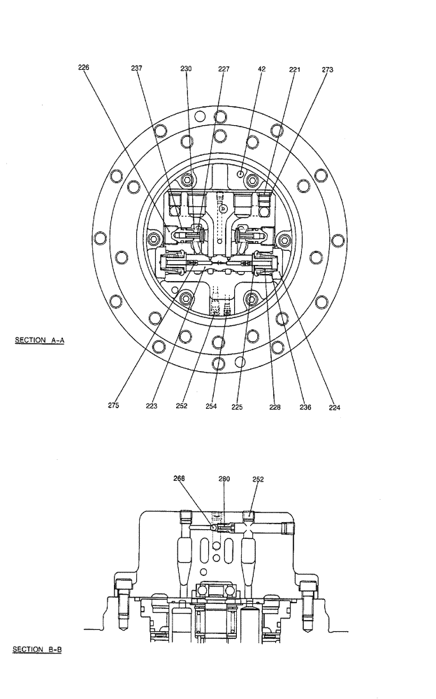 Схема запчастей Case CX50B - (08-022) - MOTOR ASSEMBLY (PROPELLING) P/N PY15V00006S142 ELECTRICAL AND HYDRAULIC COMPONENTS