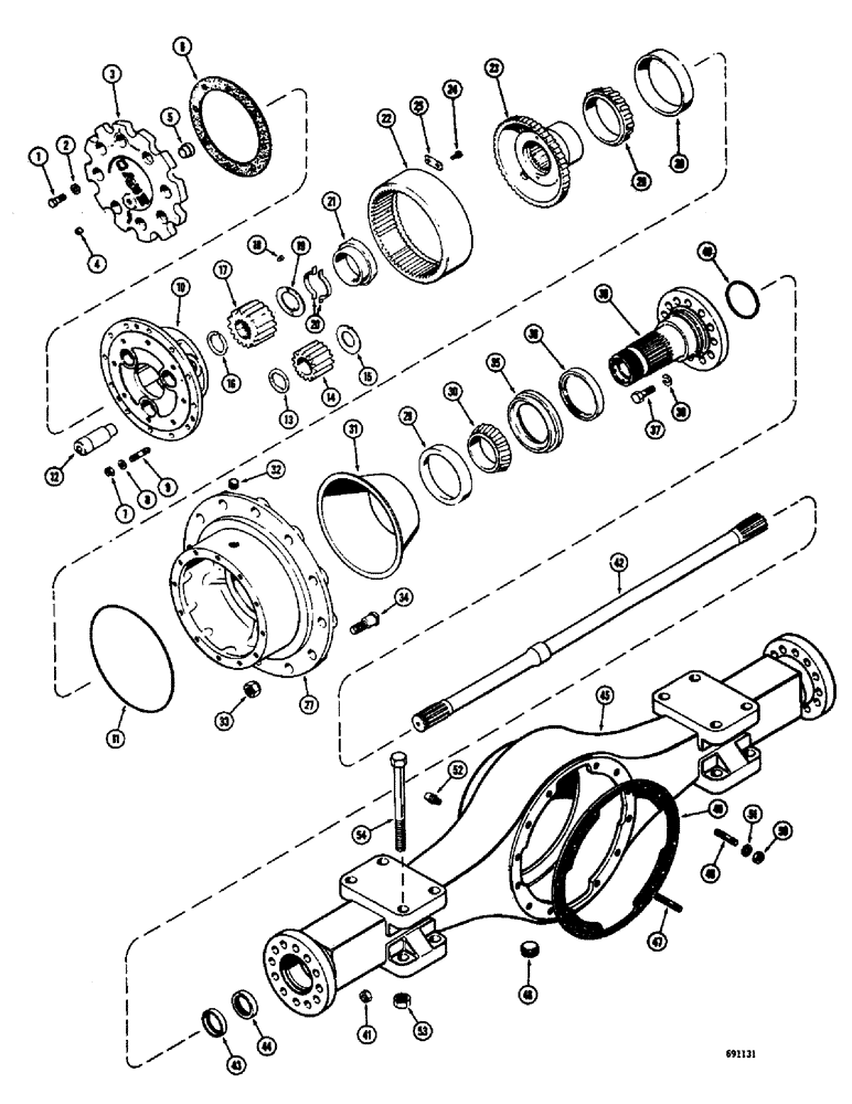 Схема запчастей Case W8E - (184) - RIGID AXLE HOUSING AND PLANETARY (06) - POWER TRAIN