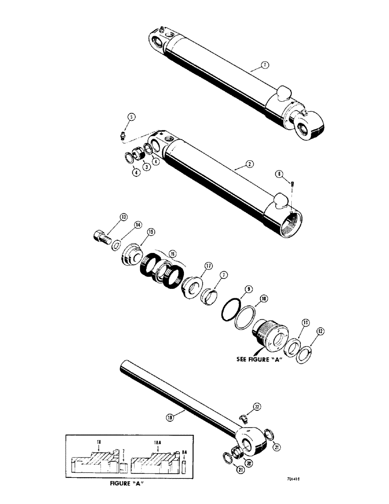 Схема запчастей Case 310G - (232) - ANGLING CYLINDERS (POWER ANGLE TILT DOZER), USES SPLIT SNAP IN OUTER ROD WIPER (07) - HYDRAULIC SYSTEM