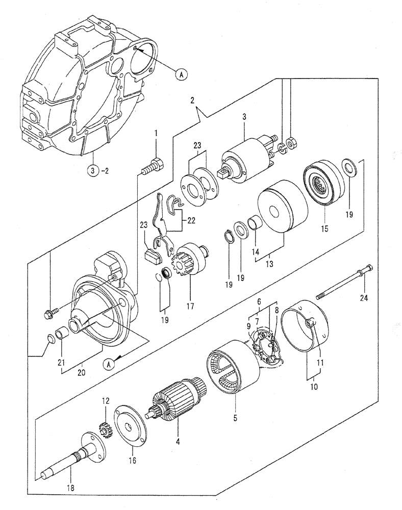 Схема запчастей Case CX27B PV13 - (08-014) - STARTING MOTOR ENGINE COMPONENTS