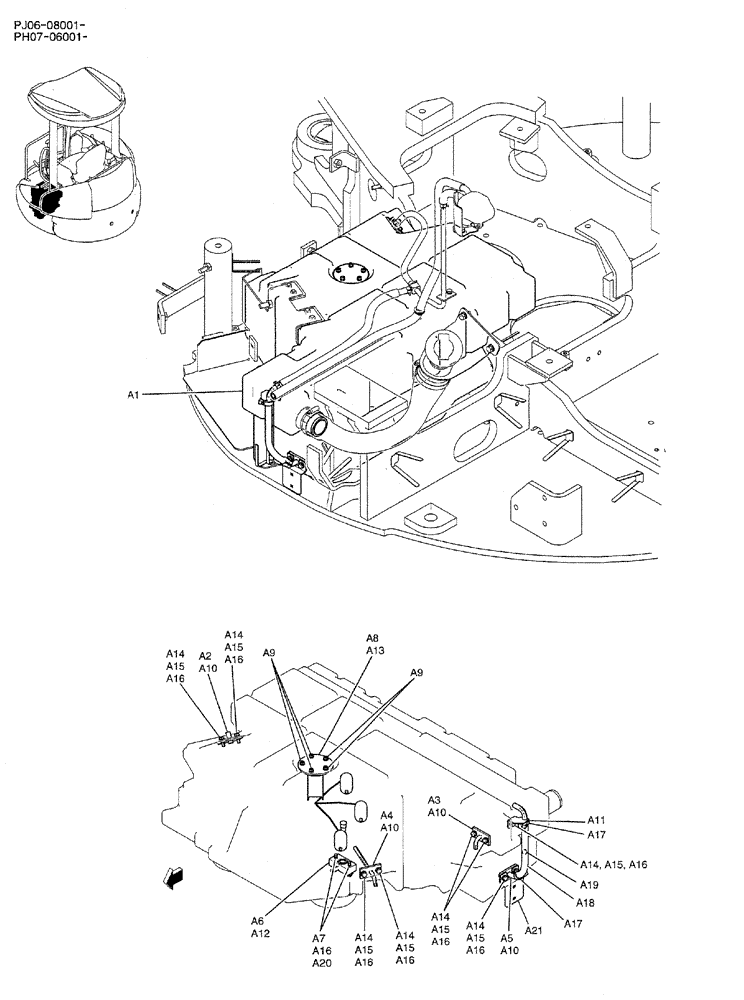 Схема запчастей Case CX50B - (01-014) - TANK ASSY, FUEL (CANOPY) (PH20P00017F1) (05) - SUPERSTRUCTURE