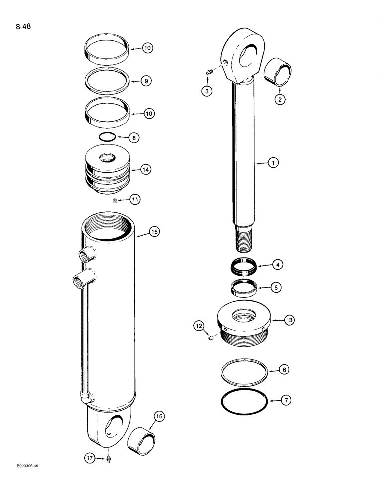 Схема запчастей Case 721 - (8-48) - LOADER AUXILIARY CYLINDER - S301479 (08) - HYDRAULICS