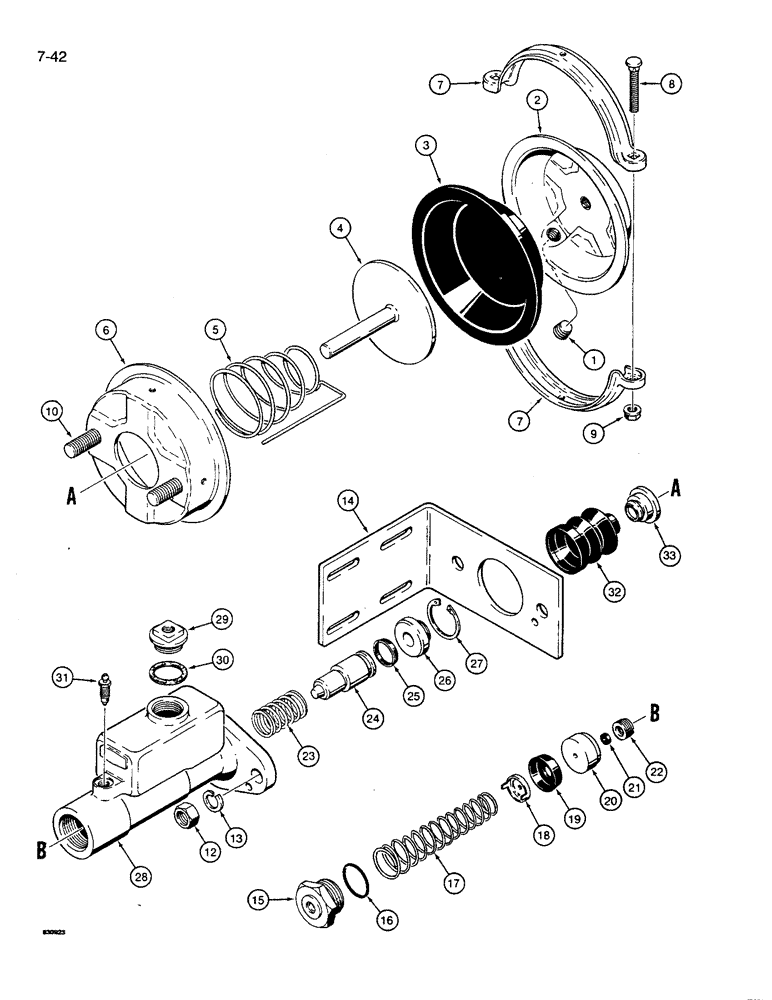 Схема запчастей Case 621 - (7-42) - BRAKE ACTUATOR, L113007 AND L125170 (07) - BRAKES