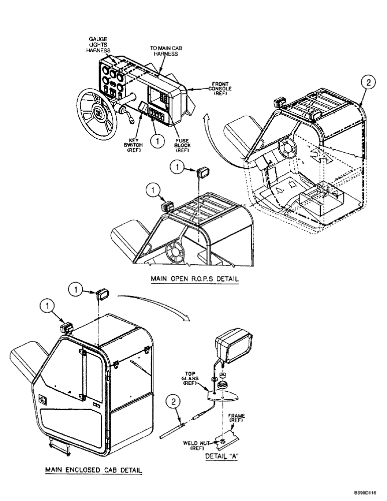 Схема запчастей Case 688G - (4-18) - *FRONT AND REAR WORK OR ROAD LAMPS (04) - ELECTRICAL SYSTEMS