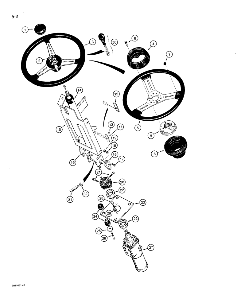 Схема запчастей Case 721 - (5-02) - STEERING CONTROL VALVE AND WHEEL, PRIOR TO P.I.N. JAK0022758 (05) - STEERING