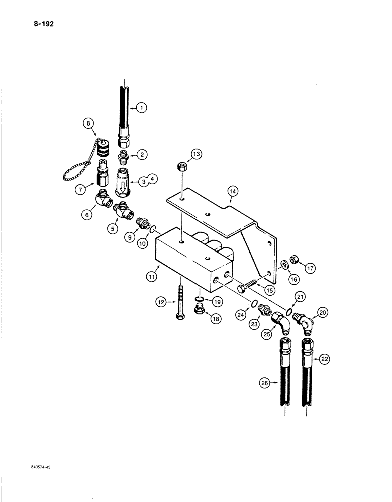 Схема запчастей Case 1080B - (8-192) - HYDRAULIC CIRCUIT FOR CONTROLS, SOLENOID CONTROL VALVE CONNECTING LINES (08) - HYDRAULICS