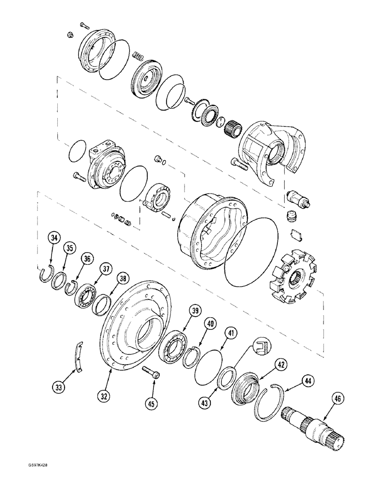 Схема запчастей Case 170C - (8-158) - SWING HYDRAULIC MOTOR (08) - HYDRAULICS