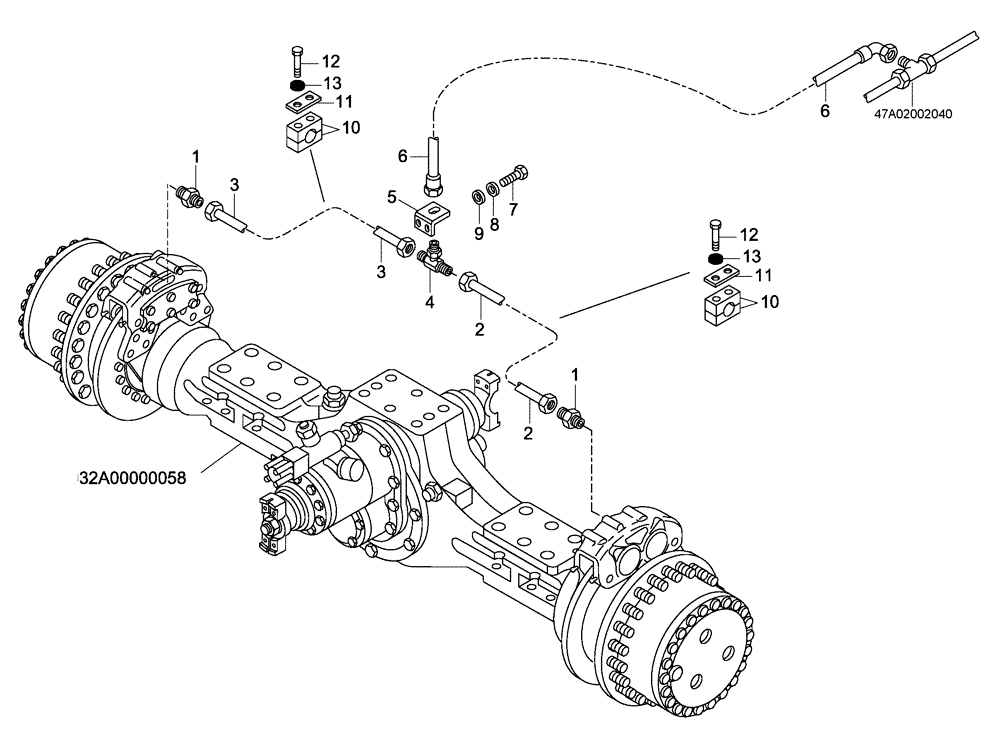 Схема запчастей Case 335B - (47A00001975[001]) - BRAKE LINES, INTERMEDIATE AXLE (87550406) (09) - Implement / Hydraulics / Frame / Brakes