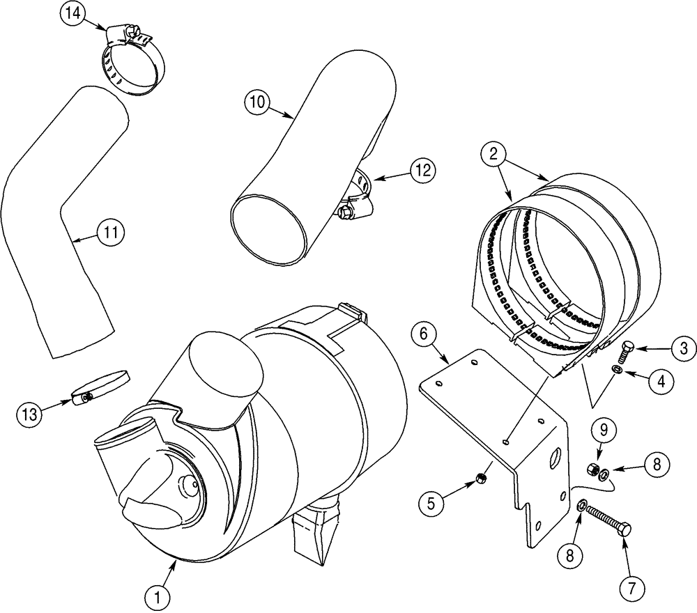 Схема запчастей Case 521D - (02-10) - AIR CLEANER - AIR INTAKE PARTS (02) - ENGINE