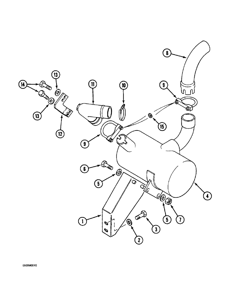 Схема запчастей Case 1088 - (2-08) - MUFFLER AND EXHAUST SYSTEM (02) - ENGINE