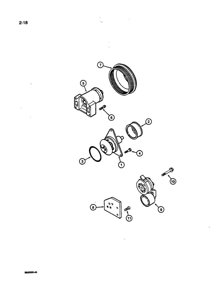 Схема запчастей Case 1187C - (2-18) - WATER PUMP SYSTEM, 6T-830 ENGINE (02) - ENGINE