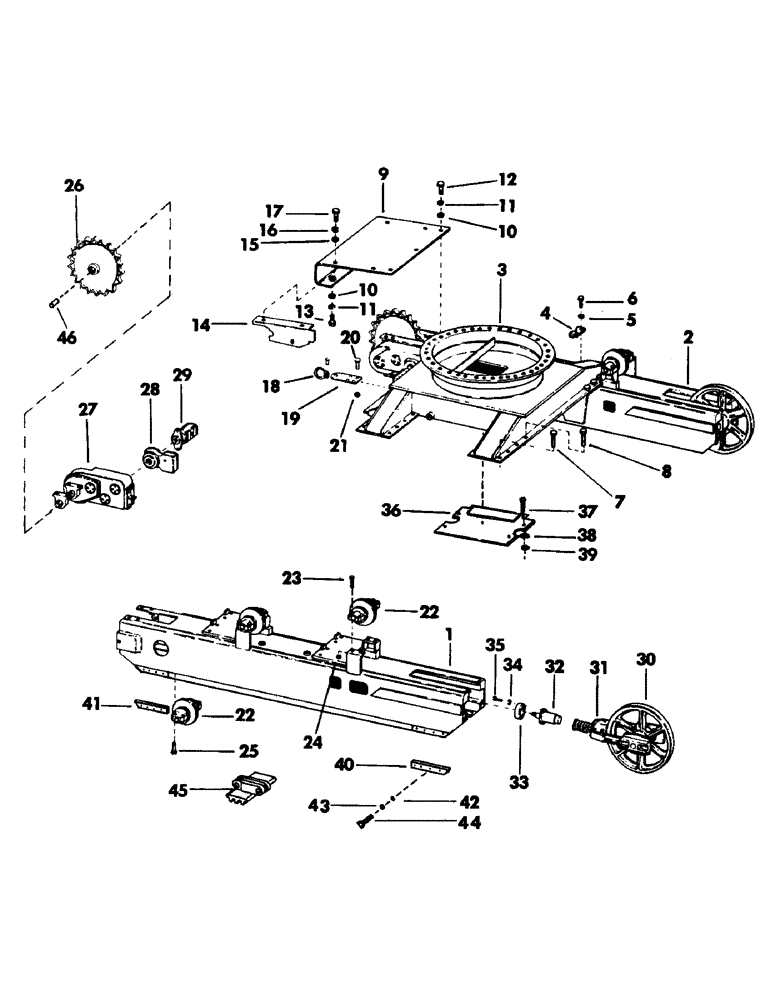 Схема запчастей Case 50 - (008) - CRAWLER UNDERCARRIAGE AND RELATED PARTS (39) - FRAMES AND BALLASTING