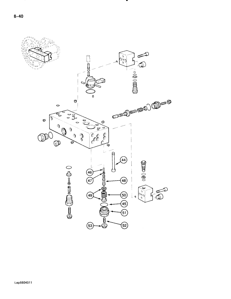 Схема запчастей Case 888 - (8-040) - HIGH PRESSURE HYDRAULIC PUMP, TO SERIAL NUMBER 853.7.04.9999 (08) - HYDRAULICS