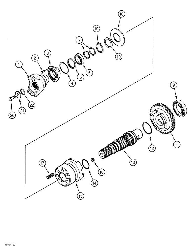 Схема запчастей Case 580SL - (6-080) - CARRARO TRANSMISSION ASSEMBLY, 4 WHEEL DRIVE OUTPUT SHAFT, MODELS WITHOUT POWERSHIFT TRANSMISSION (06) - POWER TRAIN