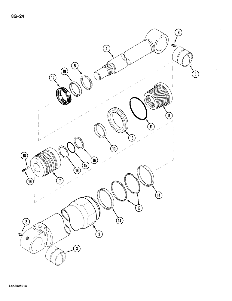 Схема запчастей Case 688 - (8G-24) - TOOL CYLINDER (08) - HYDRAULICS