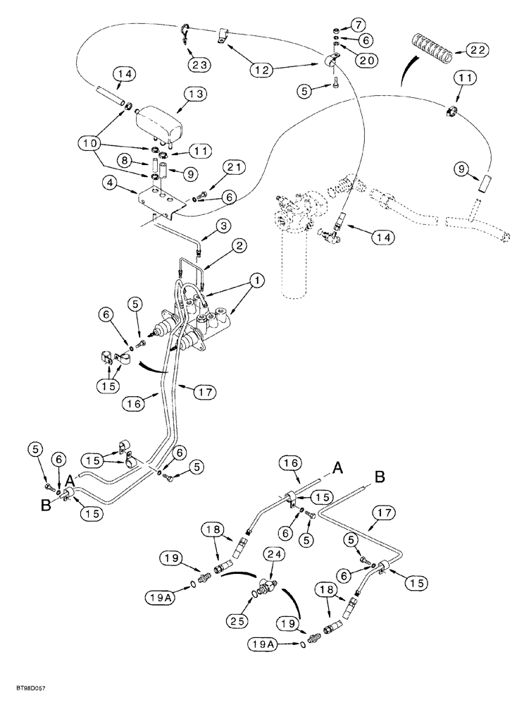 Схема запчастей Case 580SL - (7-008) - BRAKE MASTER CYLINDER HYDRAULIC CIRCUIT (07) - BRAKES