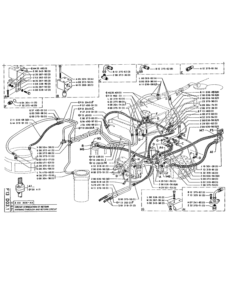 Схема запчастей Case 220 - (110) - WARMING-THROUGH AND RETURN CIRCUIT (07) - HYDRAULIC SYSTEM