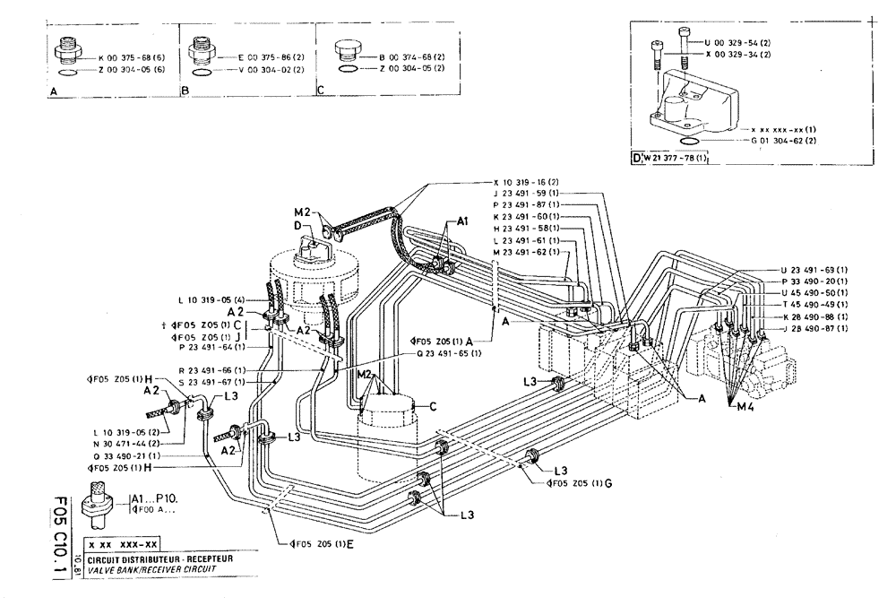 Схема запчастей Case 75C - (F05 C10.1) - VALVE BANK/RECEIVER CIRCUIT (07) - HYDRAULIC SYSTEM