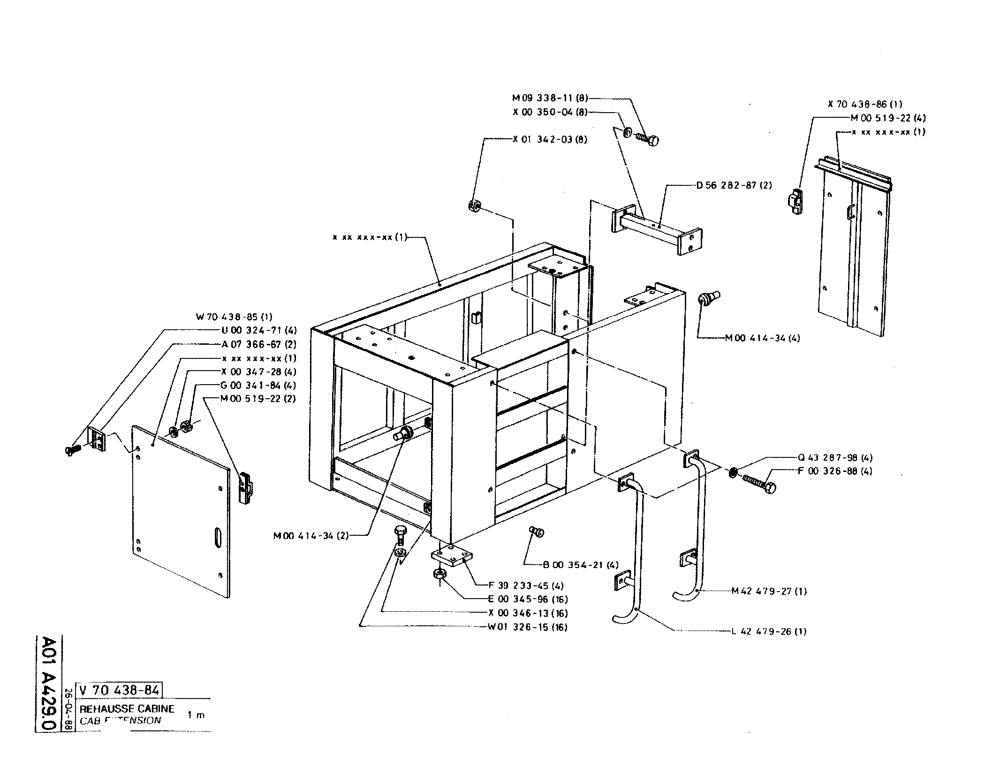 Схема запчастей Case 220B - (A01 A429.0) - CAB EXTENSION - 1 M (05) - UPPERSTRUCTURE CHASSIS