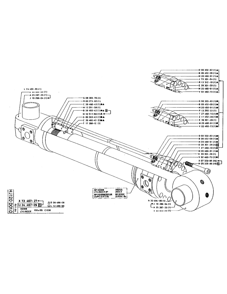 Схема запчастей Case 220 - (164) - CYLINDER (07) - HYDRAULIC SYSTEM