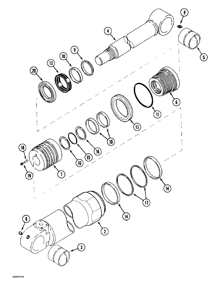 Схема запчастей Case 888 - (8G-26) - TOOL CYLINDER, P.I.N. 15652 AND AFTER (08) - HYDRAULICS