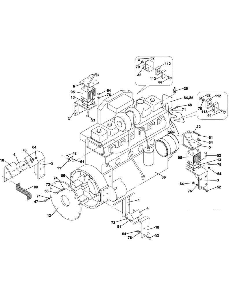 Схема запчастей Case SV216 - (02-001-00[02]) - ENGINE - ENGINE MOUNTING (02) - ENGINE