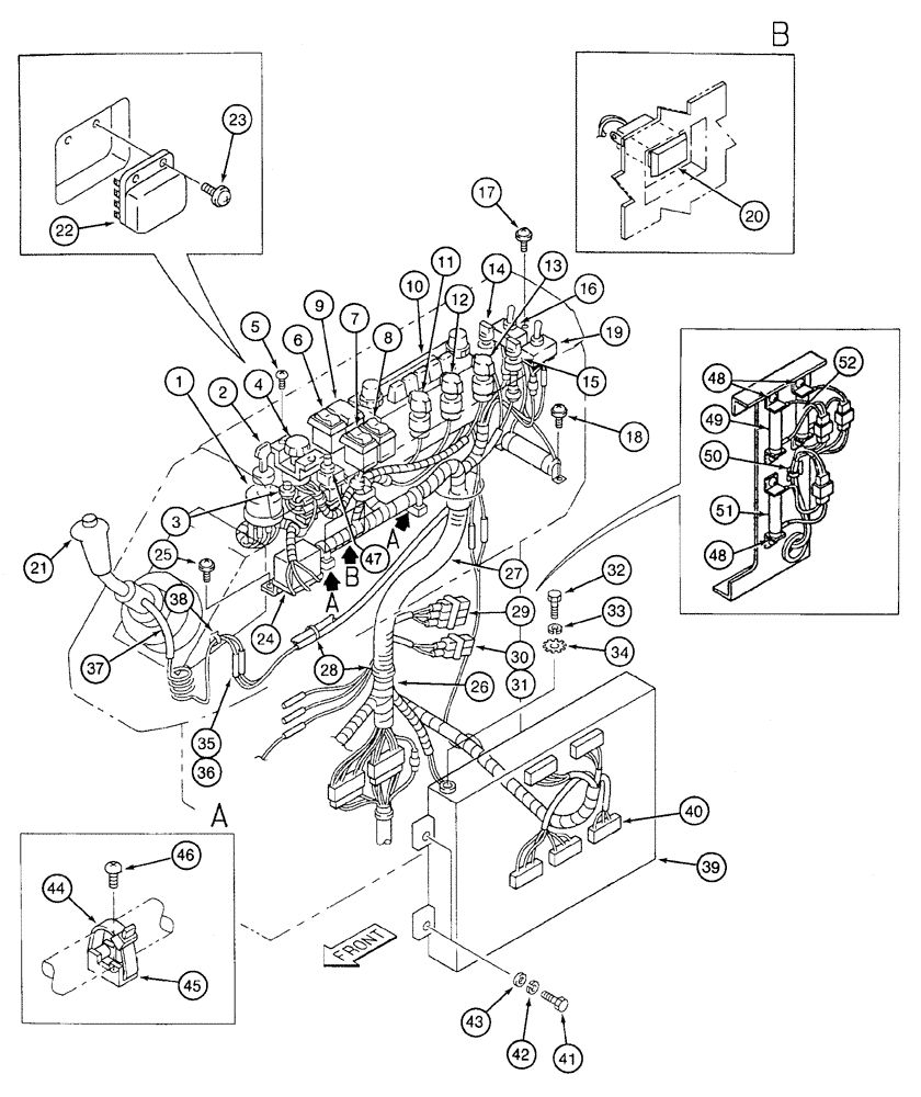 Схема запчастей Case 9020 - (4-14) - RIGHT HAND CONSOLE AND HARNESS (04) - ELECTRICAL SYSTEMS