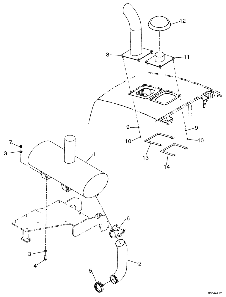 Схема запчастей Case 721D - (02-10) - MUFFLER - EXHAUST AND INTAKE (02) - ENGINE