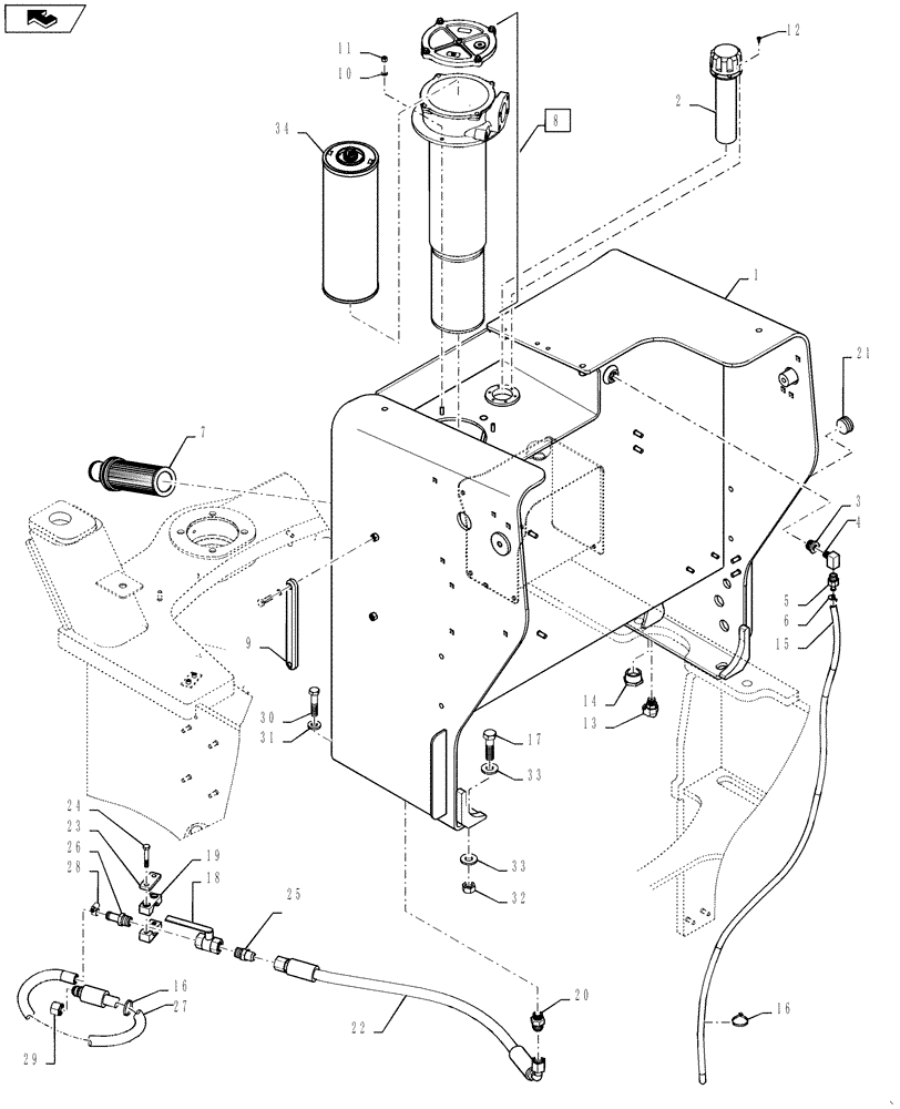 Схема запчастей Case 1121F - (35.300.01) - HYDRAULIC TANK INSTALLATION (35) - HYDRAULIC SYSTEMS