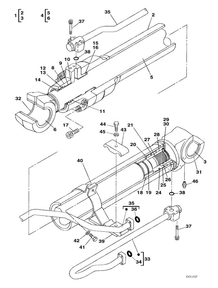 Схема запчастей Case CX330 - (08-80) - CYLINDER ASSY, BOOM, RIGHT HAND - MODELS WITHOUT LOAD HOLD (08) - HYDRAULICS