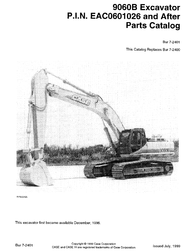 Схема запчастей Case 9060B - (1-1) - 9060B EXCAVATOR P.I.N. EAC0601026 AND AFTER PARTS CATALOG (00) - PICTORIAL INDEX