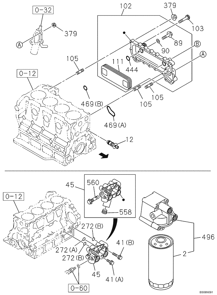 Схема запчастей Case CX240B - (02-28) - OIL COOLER - ENGINE (02) - ENGINE