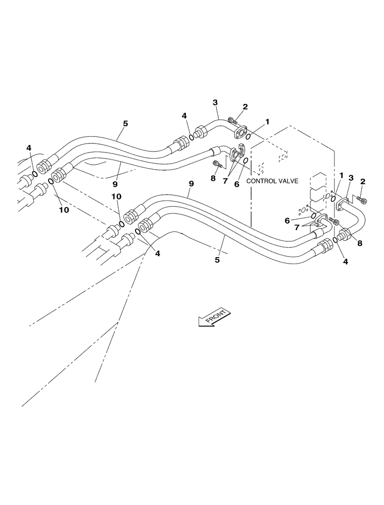 Схема запчастей Case CX350 - (08-049-00[01]) - HYDRAULIC CIRCUIT - DIPPER AND BUCKET CYLINDER (08) - HYDRAULICS