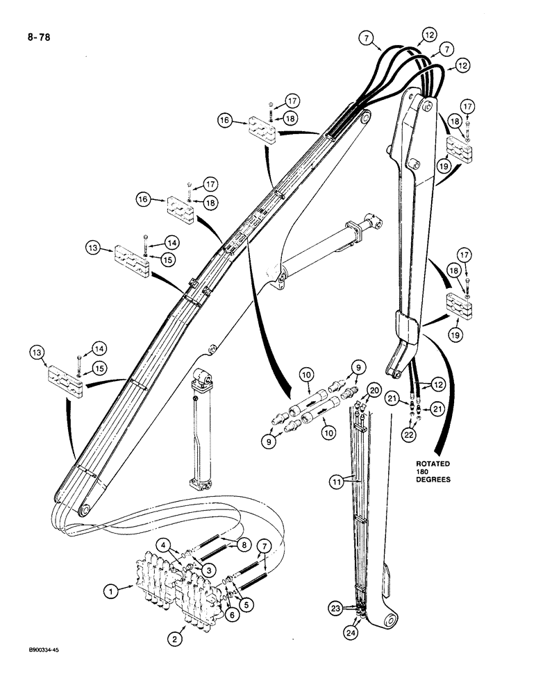 Схема запчастей Case 1085C - (8-078) - AUXILARY HYDRAULICS, MODELS WITH MATERIAL HANDLING BOOM AND ARM (08) - HYDRAULICS