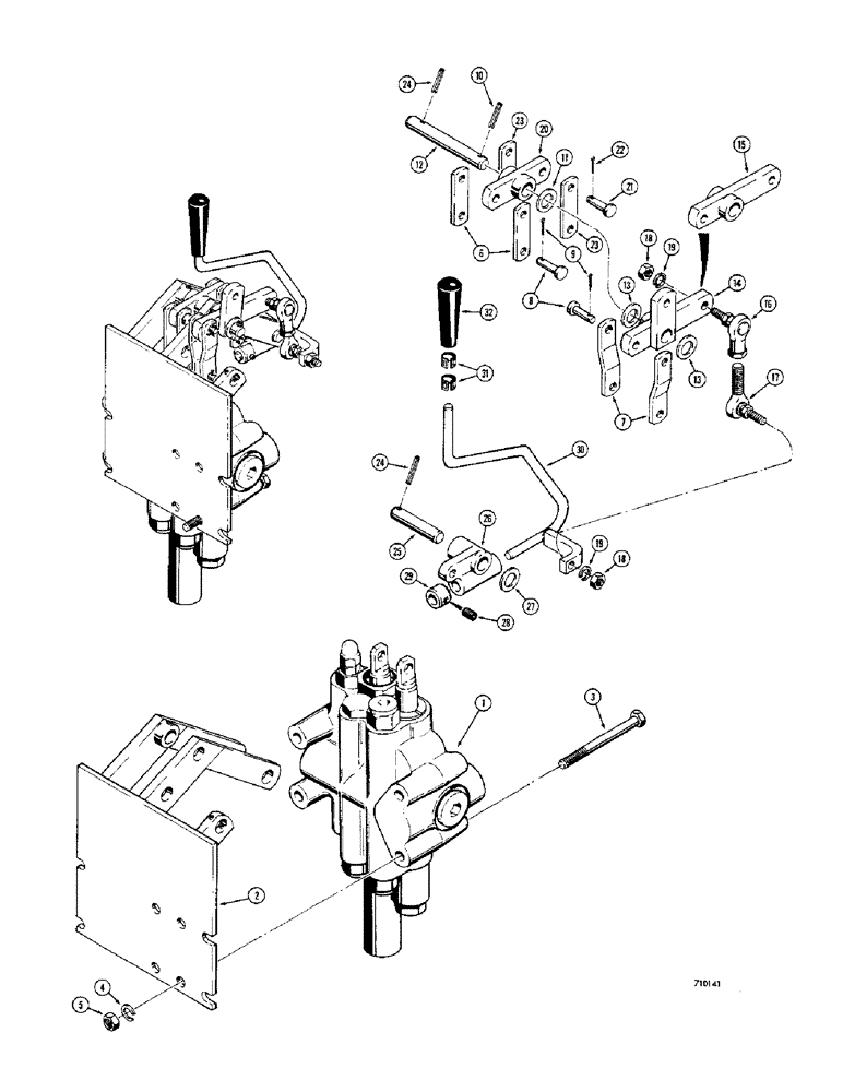 Схема запчастей Case 350 - (330) - EQUIPMENT CONTROL VALVES AND LEVERS, ONE LEVER - TWO SPOOLS (07) - HYDRAULIC SYSTEM