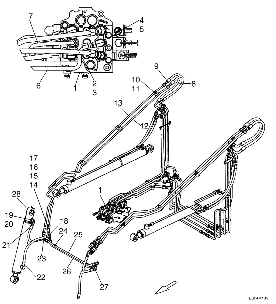 Схема запчастей Case 410 - (08-02) - HYDRAULICS - TILT (08) - HYDRAULICS