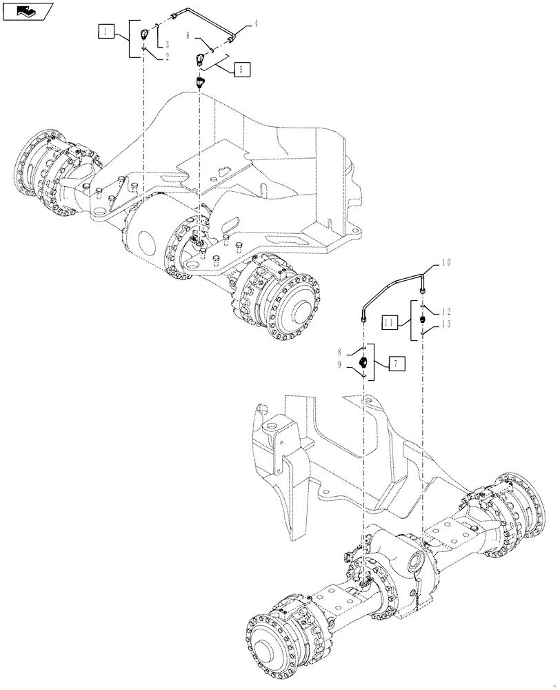 Схема запчастей Case 621F - (33.204.AG) - MAIN BRAKE, HYDRAULIC, AXLE LINE (33) - BRAKES & CONTROLS