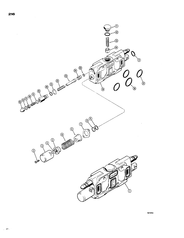 Схема запчастей Case 850 - (216) - D42432 DOZER ANGLING OR TILT SECTION (05) - UPPERSTRUCTURE CHASSIS