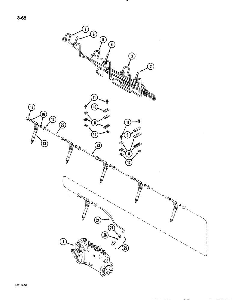 Схема запчастей Case 1455B - (3-68) - FUEL INJECTION SYSTEM, 504BDT DIESEL ENGINE, ENGINE SERIAL NO. 10335337 & AFT (03) - FUEL SYSTEM