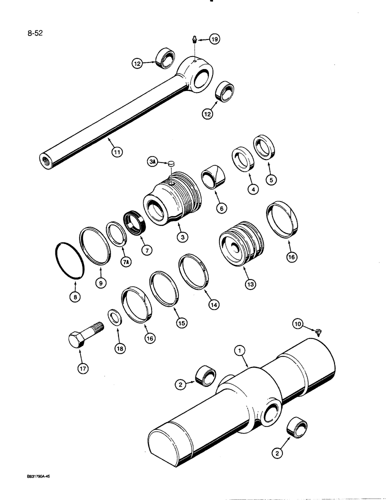 Схема запчастей Case 455C - (8-52) - RIPPER CYLINDER (08) - HYDRAULICS