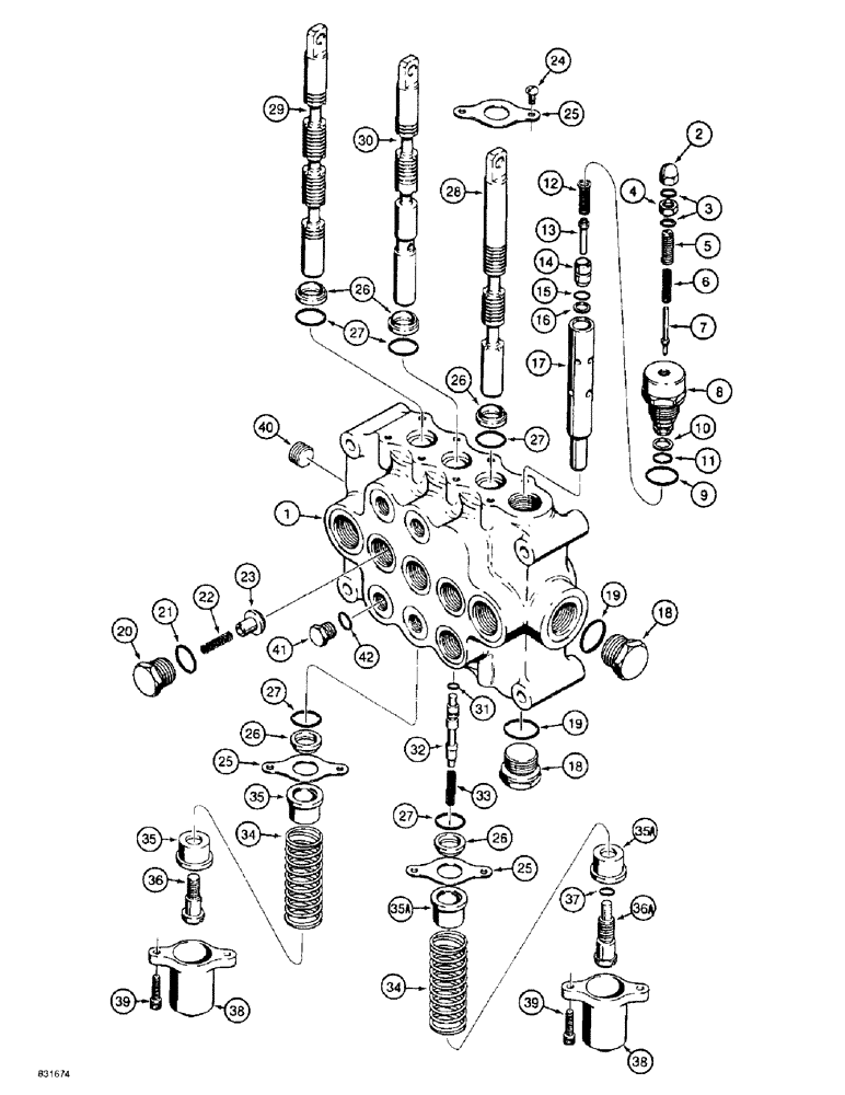 Схема запчастей Case 586E - (8-28) - FORKLIFT CONTROL VALVE ASSEMBLY (08) - HYDRAULICS