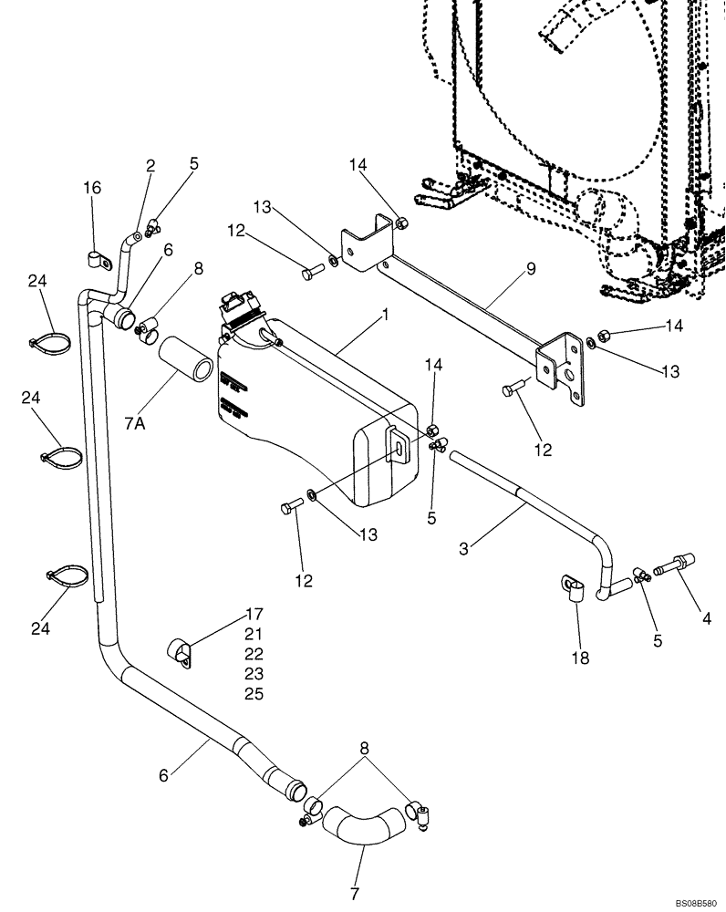 Схема запчастей Case 570MXT - (02-02) - DEAERATION SYSTEM - MOUNTING (02) - ENGINE