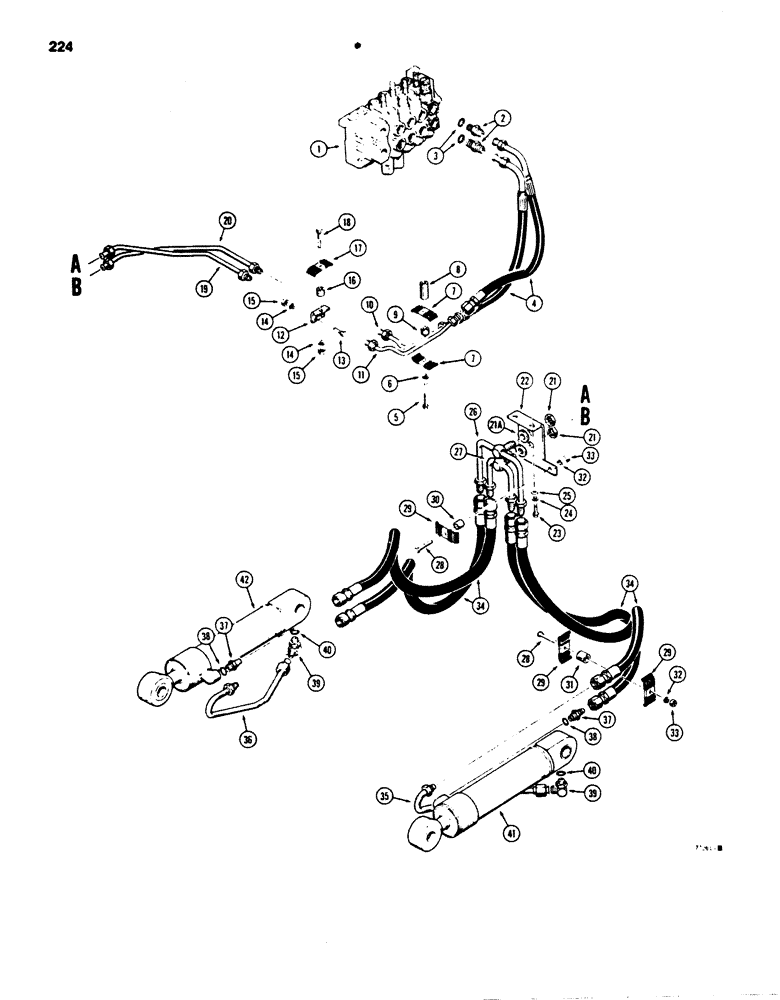 Схема запчастей Case 850B - (224) - RIPPER HYDRAULIC CIRCUIT (07) - HYDRAULIC SYSTEM