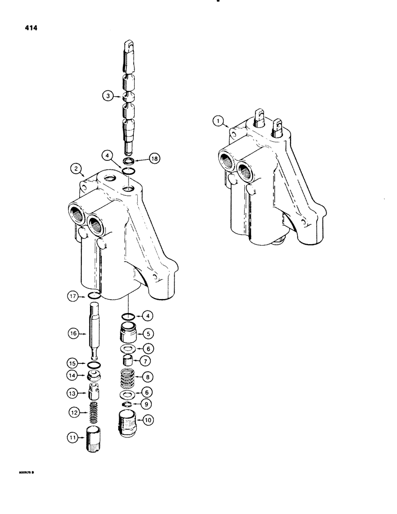 Схема запчастей Case 580E - (414) - STABILIZER CONTROL VALVE (08) - HYDRAULICS