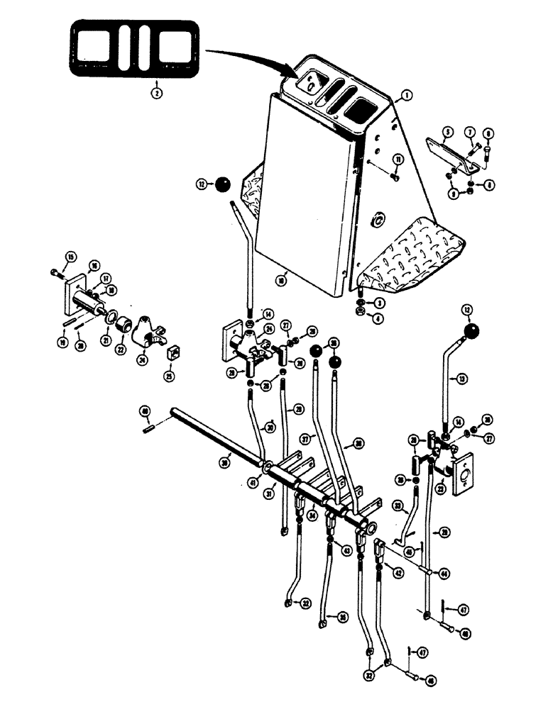 Схема запчастей Case 680CK - (144) - TWIN LEVER BACKHOE CONTROL (84) - BOOMS, DIPPERS & BUCKETS